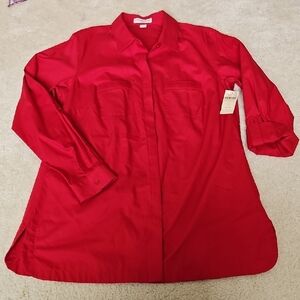 NWT Coldwater Creek Red Button-Up Shirt
